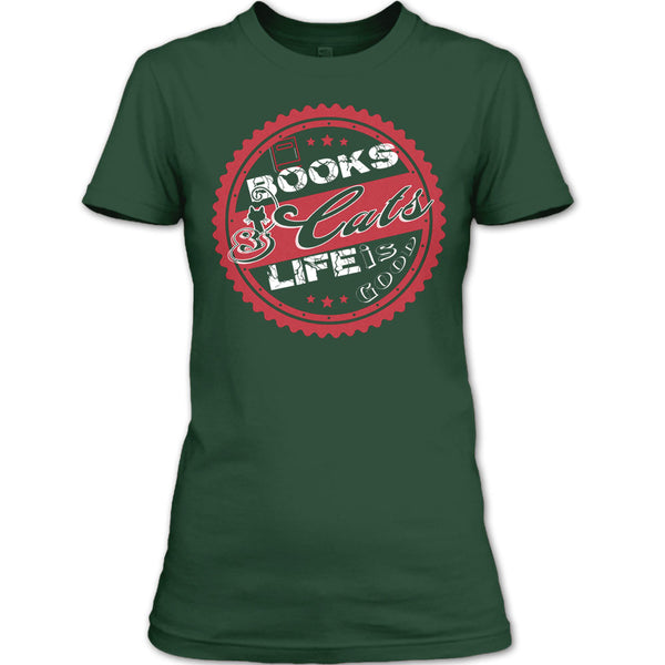 Books & Cat Life Is Good T Shirt, I Love Reading Book T Shirt