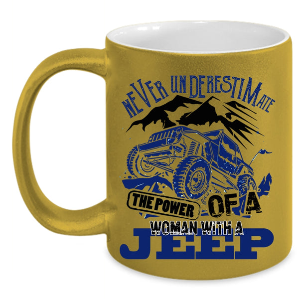 Beautiful Lady Coffee Mug, The Power Of A Woman With A Jeep Accent Mug