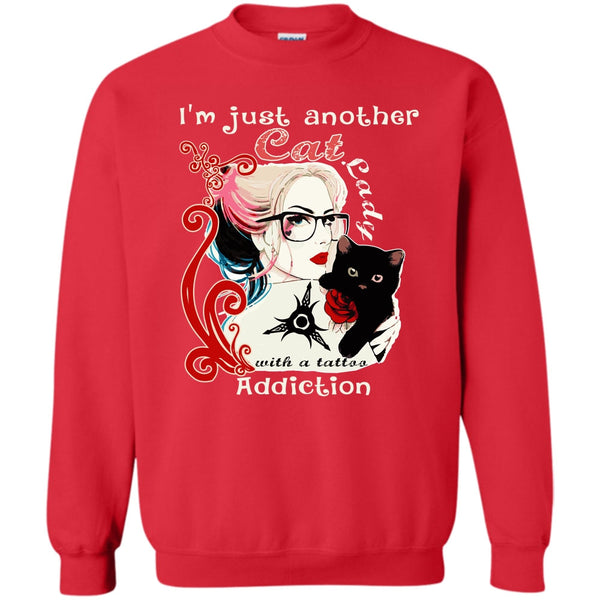 Cat Lady With A Tattoo Addiction T Shirt, Coolest Cat Lady Sweatshirt
