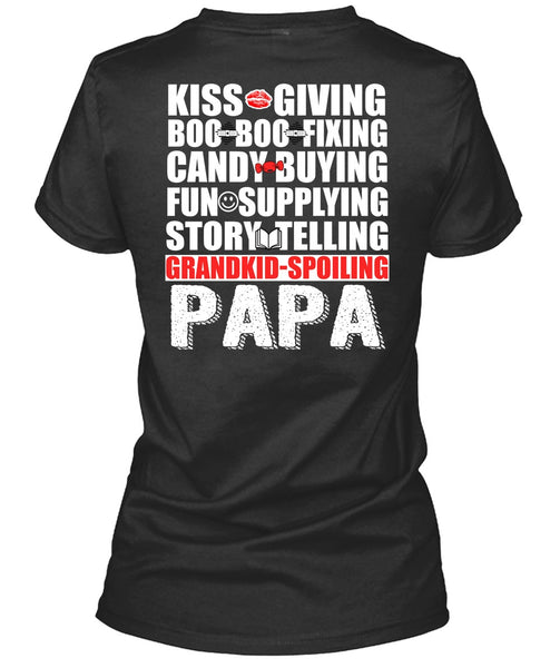 Grandkid-Spoiling Papa T Shirt, Kiss Giving T Shirt