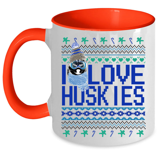 Cute Husky Lovers Coffee Mug, I Love Huskies Accent Mug