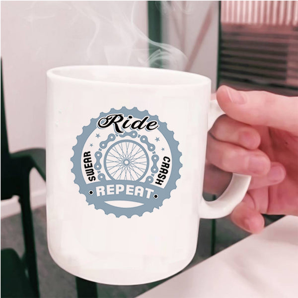 Outdoor Coffee Mug, Ride Swear Crash Repeat Cup