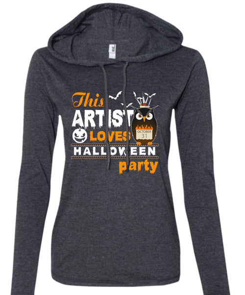 This Artist Loves Halloween Party T Shirt, I Love You Pumpkin T Shirt (Anvil Ladies Ringspun Hooded)
