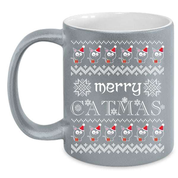 Merry Catmas Coffee Mug, Christmas Gift For Cat Lover Coffee Cup