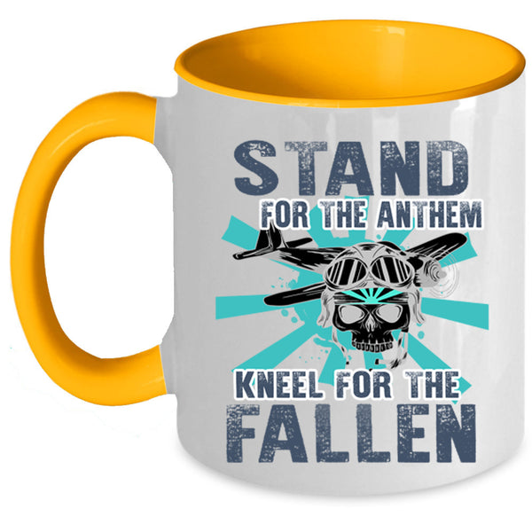 Pilots Coffee Mug, Stand For The Anthem Kneel For The Fallen Accent Mug