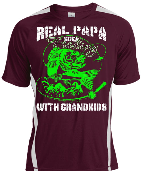 Real Papa Goes Fishing With Grandkids T Shirt, I Love Fishing T Shirt, Cool Shirt