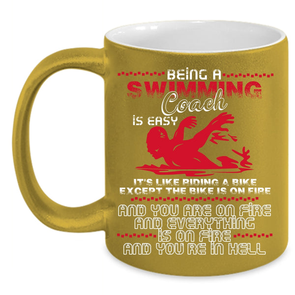 Being A Swimming coach Is Easy Coffee Mug, It's Like Ridding A Bike Coffee Cup