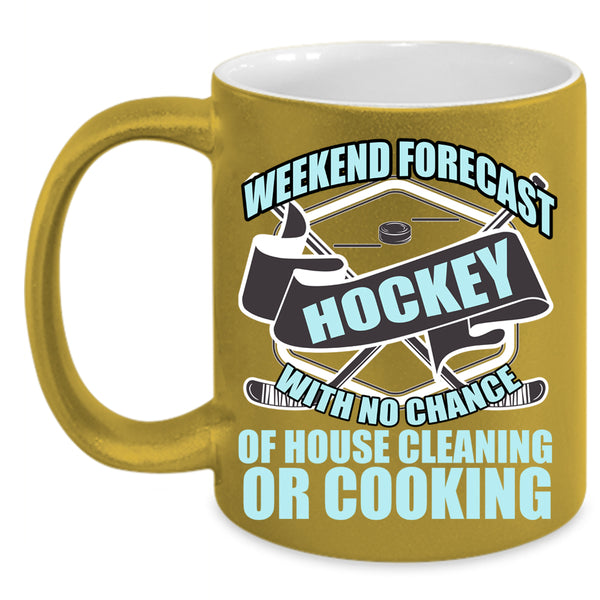 Weekend Forecast Hockey Coffee Mug, Cool Sporty Coffee Cup