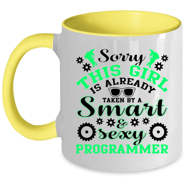 Cute Wife Coffee Mug, Taken By A Smart Programmer Accent Mug
