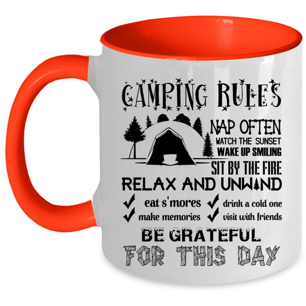 Funny Gift For My Friends Coffee Mug, Camping Rules Accent Mug