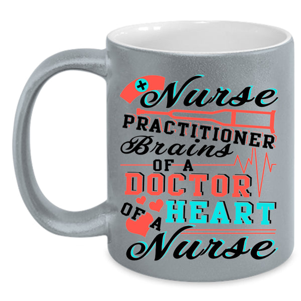 Brains Of A Doctor Coffee Mug, Nurse Practitioner Accent Mug