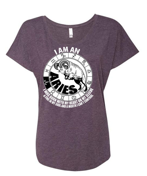 I Am An Aries T Shirt, Fire In My Soul T Shirt, Cool Shirt (Ladies' Triblend Dolman Sleeve)