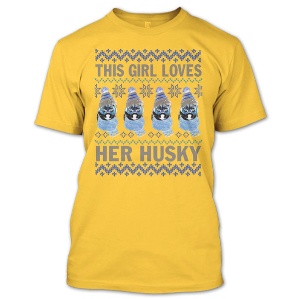 This Girl Loves Her Husky T Shirt, Husky Merry Christmas T Shirt