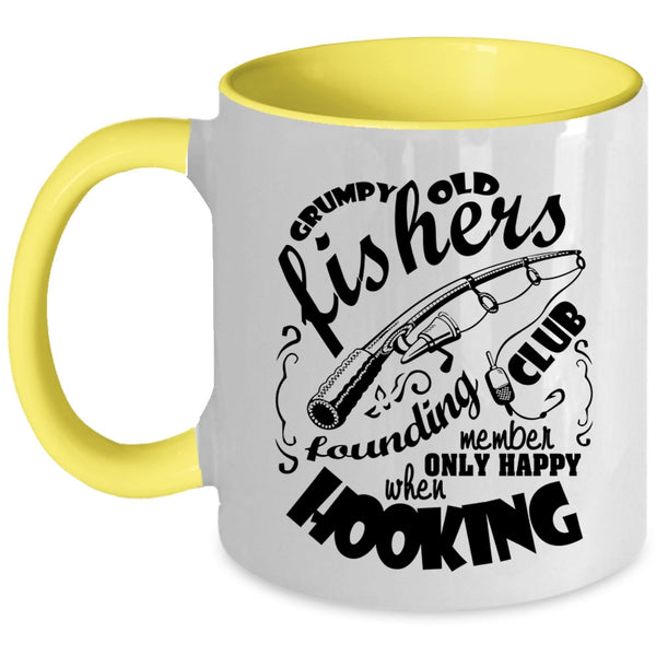Funny Fishing Coffee Mug, Grumpy Old Fishers Founding Club Accent Mug