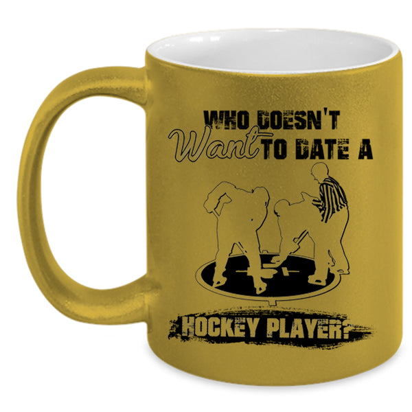 Cool Couple Coffee Mug, Date A Hockey Player Accent Mug