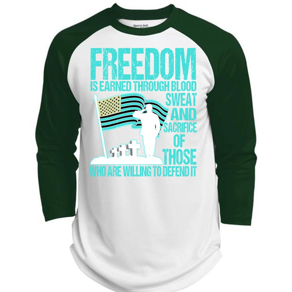 Freedom Is Earned T Shirt, I Love Veteran T Shirt, Awesome T-Shirts  (Polyester Game Baseball Jersey)