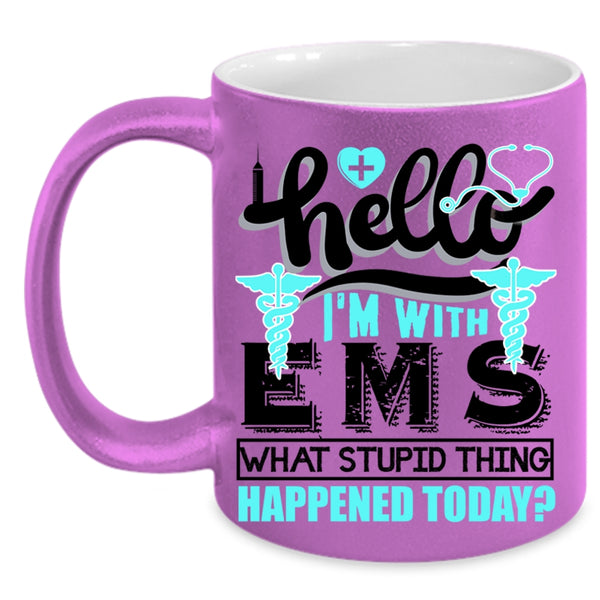 Cute Gift For Nurses Coffee Mug, I'm With EMS Accent Mug