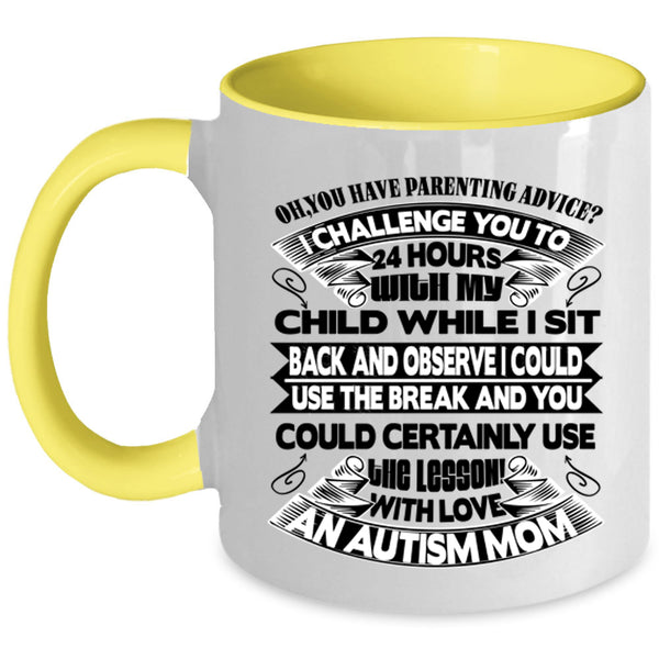 Awesome Mom Coffee Mug, With Love An Autism Mom Accent Mug