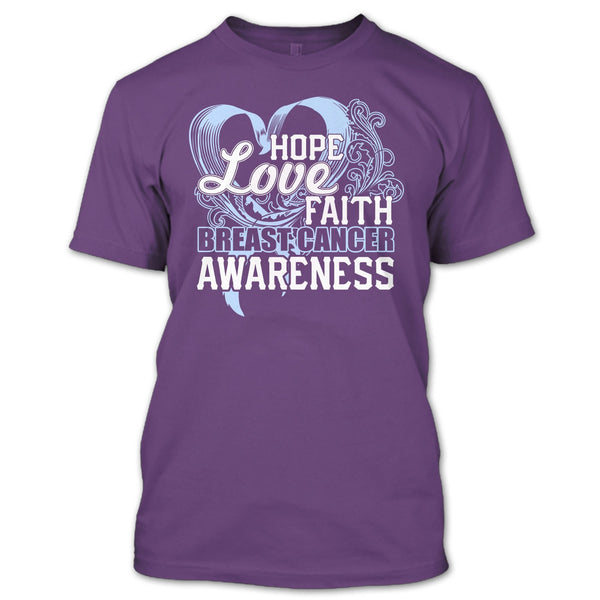 Hope Love Faith T Shirt, Breast Cancer Awareness T Shirt