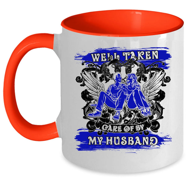Awesome Wife Coffee Mug, Well Taken Care Of My Husband Accent Mug