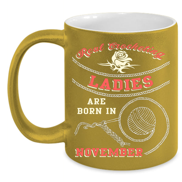 Real Crocheting Ladies Coffee Mug, Born In November Coffee Cup