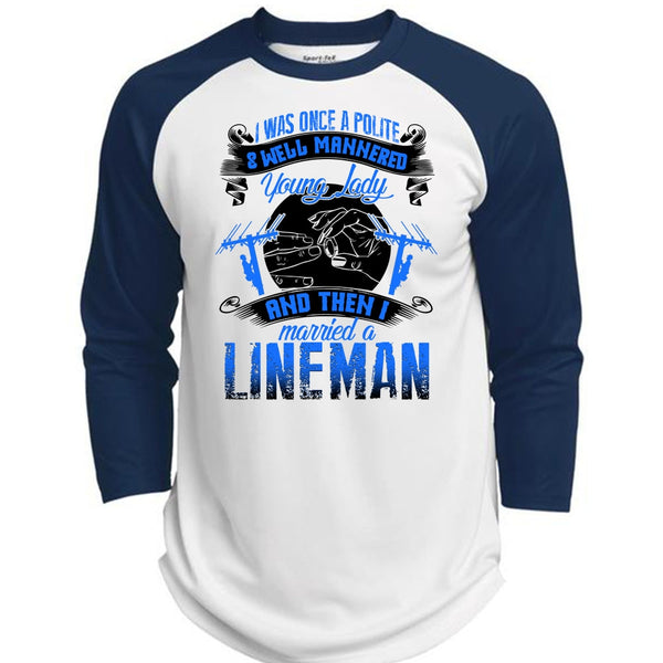 I Married A Lineman T Shirt, I Love Lineman T Shirt, Awesome T-Shirts  (Polyester Game Baseball Jersey)