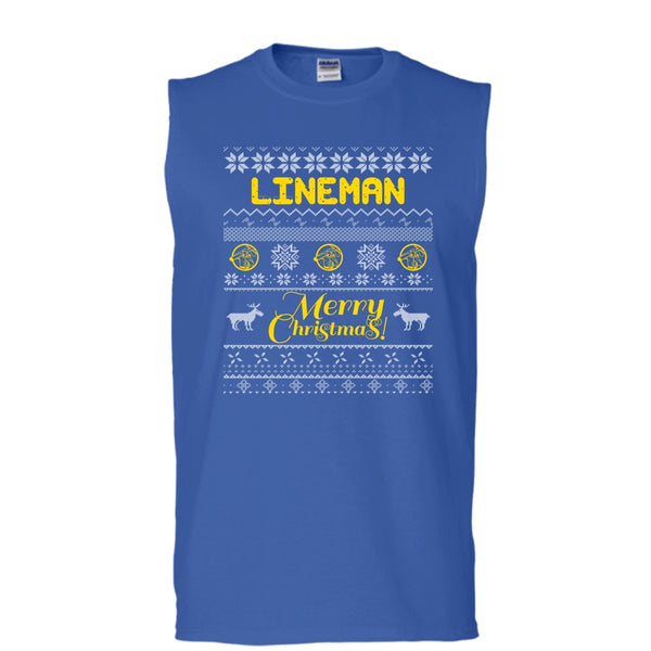 Lineman Merry Christmas T Shirt, Coolest Lineman T Shirt, Cool T Shirt (Men's Cotton Sleeveless)