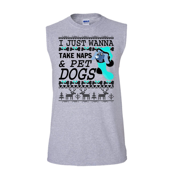 I Just Wanna Take Naps T Shirt, Coolest Dog Lover Tank Top (Men's Cotton Sleeveless)