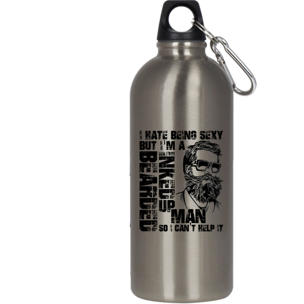 I'm A Bearded Inked Up Man 20 oz Stainless Steel Bottle,Cool Gift For My Husband Outdoor Sports Water Bottle