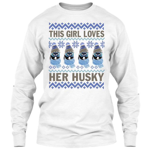 This Girl Loves Her Husky T Shirt, Husky Merry Christmas T Shirt