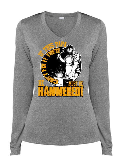 If This Papa Can't Fix It T Shirt, Being A Papa T Shirt, Cool Shirt (Ladies LS Heather V-Neck)