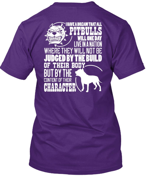 I Have A Dream That All Pit Bulls T Shirt, Judge By The Build T Shirt