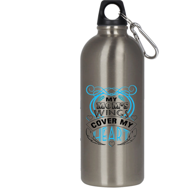 My Mom's Wings Cover My Heart 20 oz Stainless Steel Bottle,I Love My Mom Outdoor Sports Water Bottle