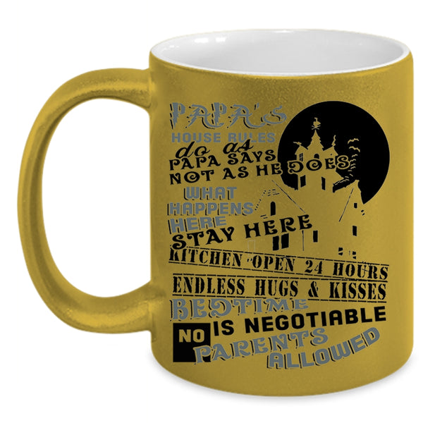 Gift For Father's Day Coffee Mug, Papa's House Rules Accent Mug