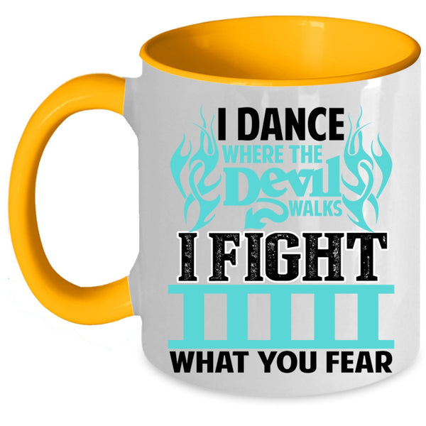 Awesome Firefighter Coffee Mug, I Dance Where The Devil Walks Accent Mug