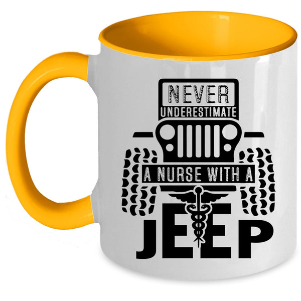 Cool Gift For Nurses Coffee Mug, A Nurse With A Jeep Accent Mug