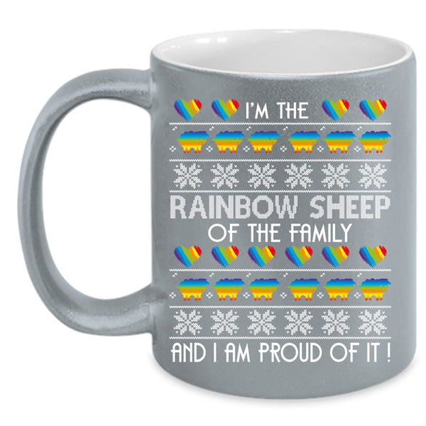 Rainbow Sheep Of The Family Coffee Mug, I Am Proud Of It Coffee Cup