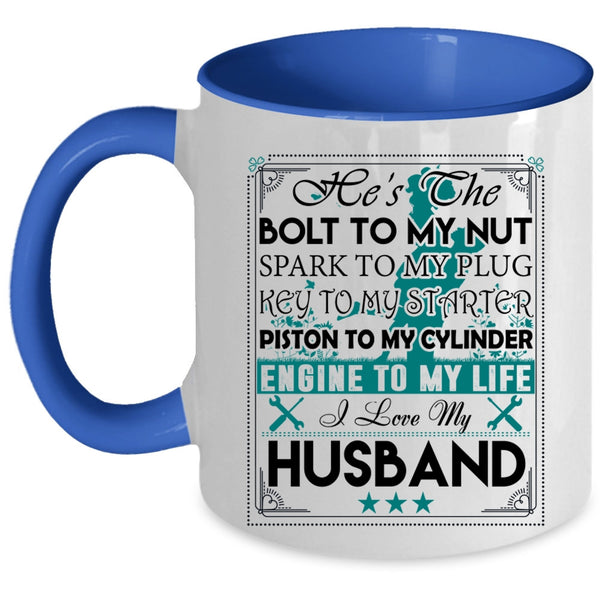 Cute Gift For My Wife Coffee Mug, I Love My Husband Accent Mug