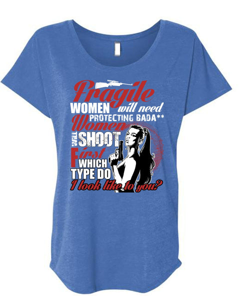 Women Will Shoot T Shirt, Being A Gunner T Shirt, Cool Shirt (Ladies' Triblend Dolman Sleeve)