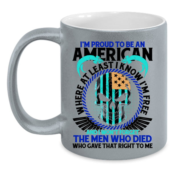 Cool American Flag Coffee Mug, I'm Proud To Be An American Accent Mug