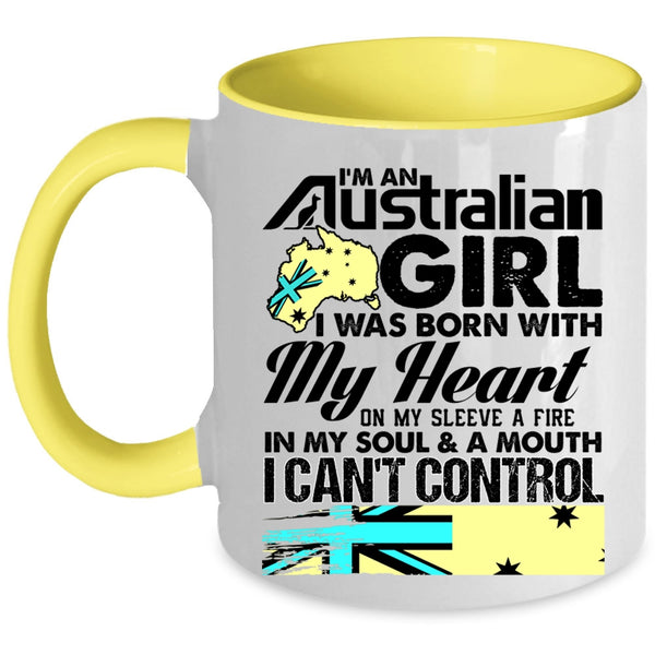 I Was Born With My Heart Coffee Mug, I'm An Australian Girl Accent Mug