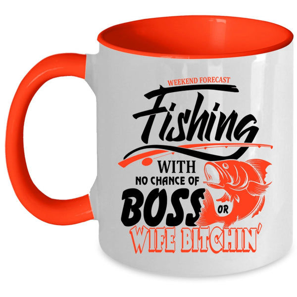 Cool Fisher Coffee Mug, Weekend Forecast Fishing Accent Mug