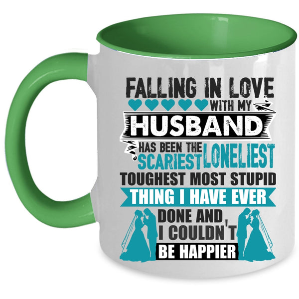 Cute Love Coffee Mug, Falling In Love With My Husband Accent Mug
