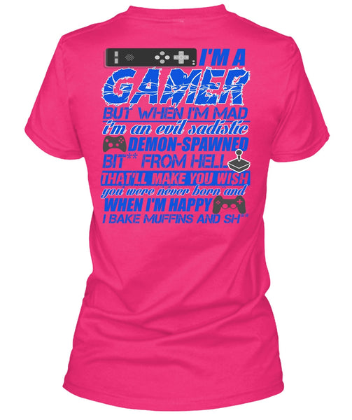 I'm A Gamer T Shirt, I'm Happy T Shirt, Cool Shirt (Ladies LS Heather V-Neck)