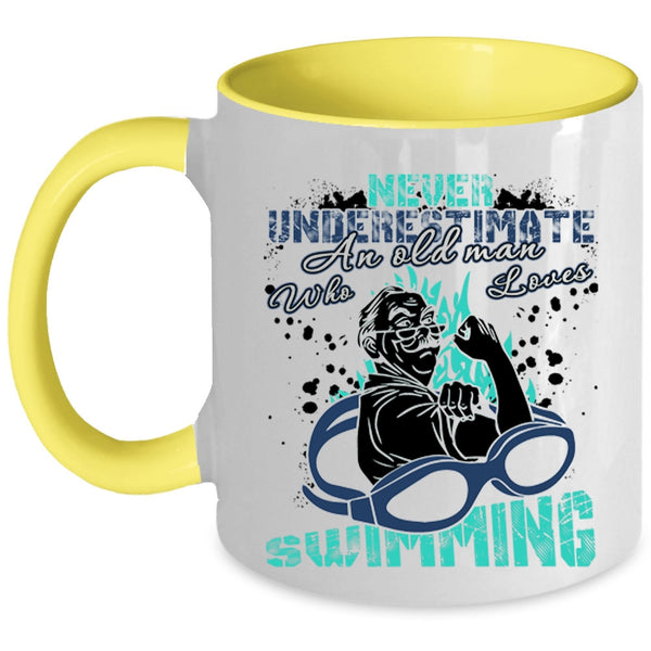 Awesome Grandpa Coffee Mug, An Old Man Loves Swimming Accent Mug