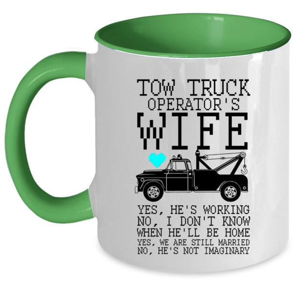 Cool Just Married Coffee Mug, Tow Truck Operator's Wife Accent Mug