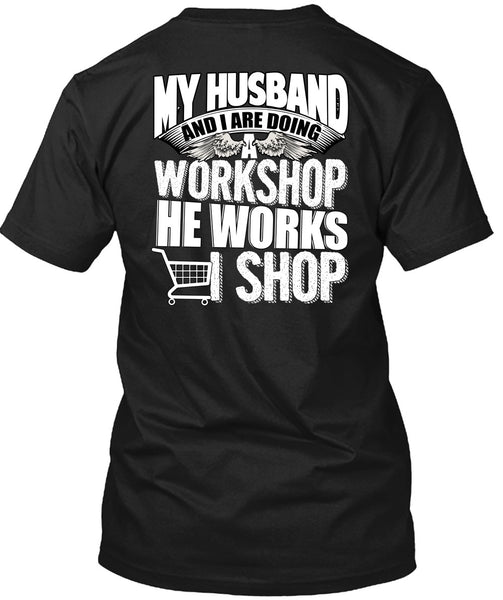 A black t-shirt with the shopify logo