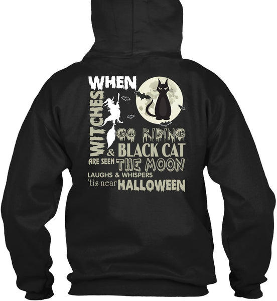 Go Riding And Black Cat Are Seen The Moon T Shirt, Tis Near Halloween T Shirt