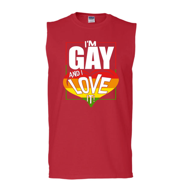 I'm Gay And I Love It T Shirt, Coolest Gay Tank Top (Men's Cotton Sleeveless)