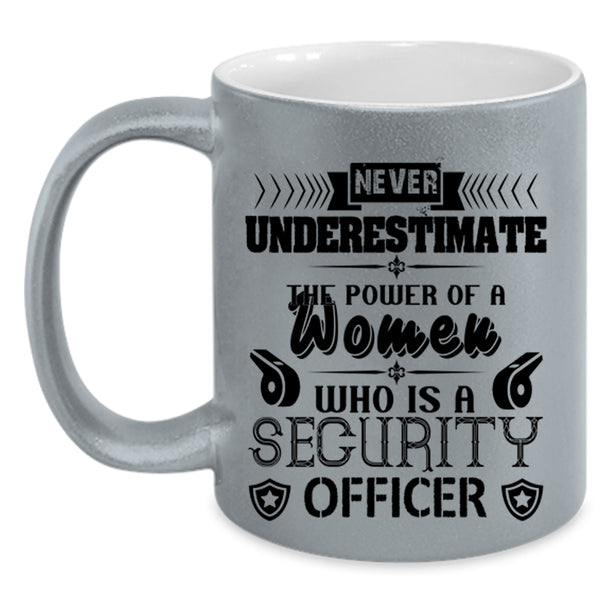 My Wife Coffee Mug, Power Of A Women Is A Security Officer Accent Mug